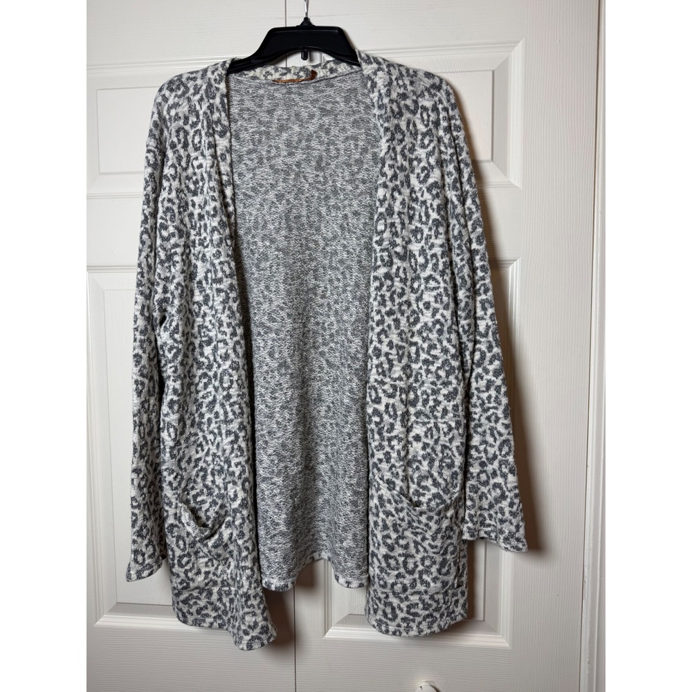 Belldini leopard print open-front cardigan sweater